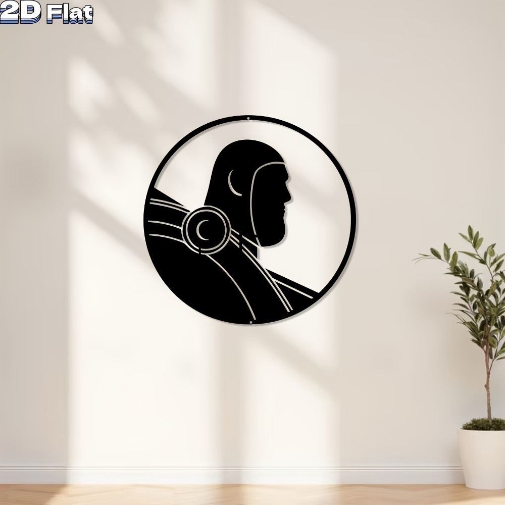 Tech Office Wall Decor - 1pc Modern Robot Aluminum Plate Wall