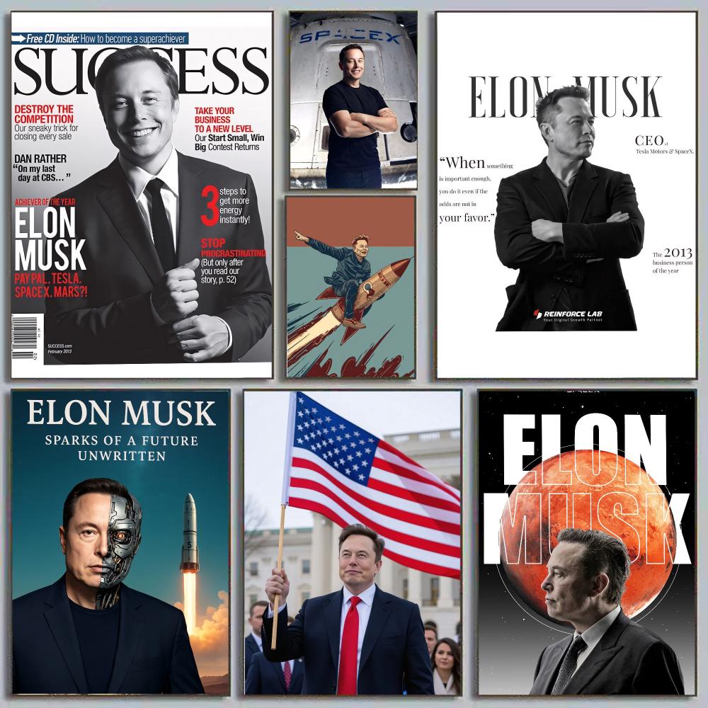 Tech Office Wall Decor - Elon Musk Dogefather Tech Visionary SpaceX