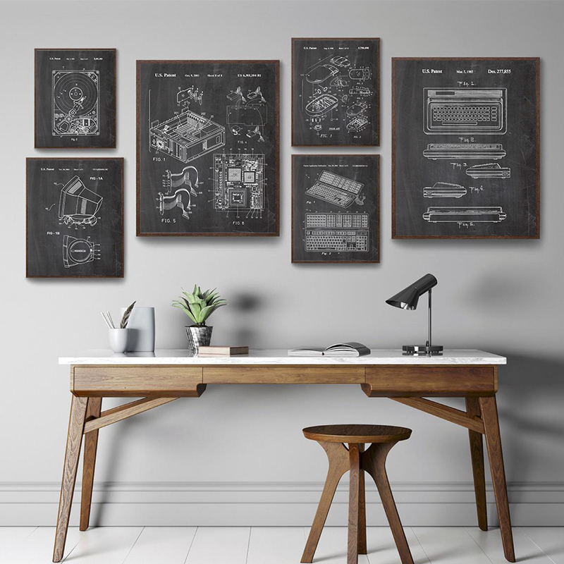 6Pcs Vintage Computer Patent W - đánh giá và giá Tech Office Wall Decor