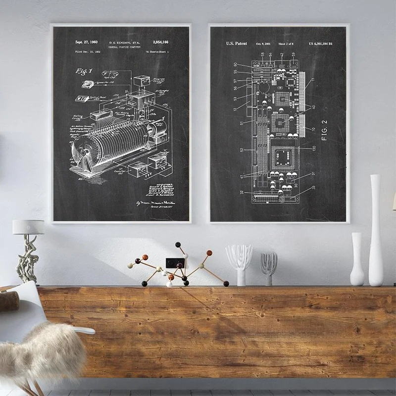 6Pcs Vintage Computer Patent W - đánh giá và giá Tech Office Wall Decor
