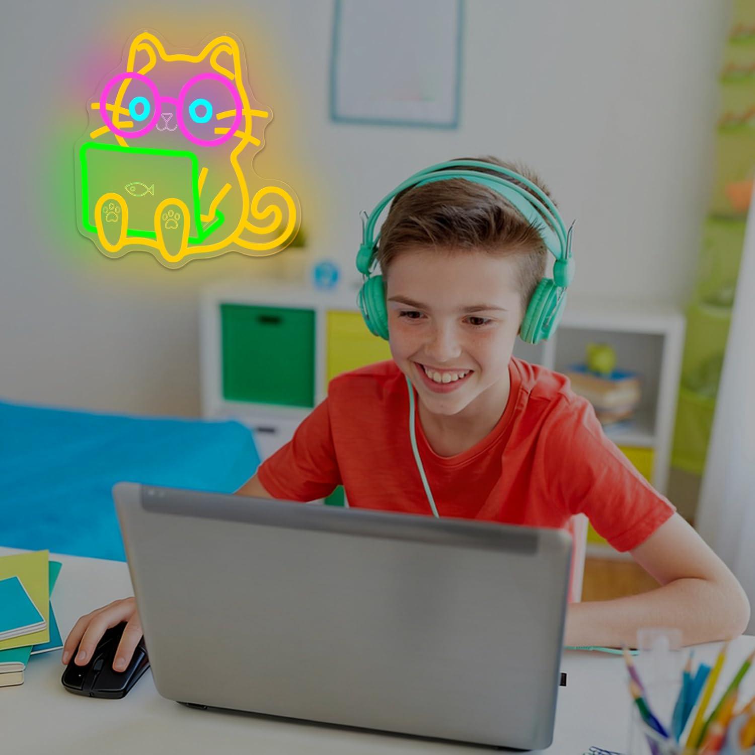 Cat Laptop Neon Sign USB Dimma - đánh giá và giá The Office It Tech